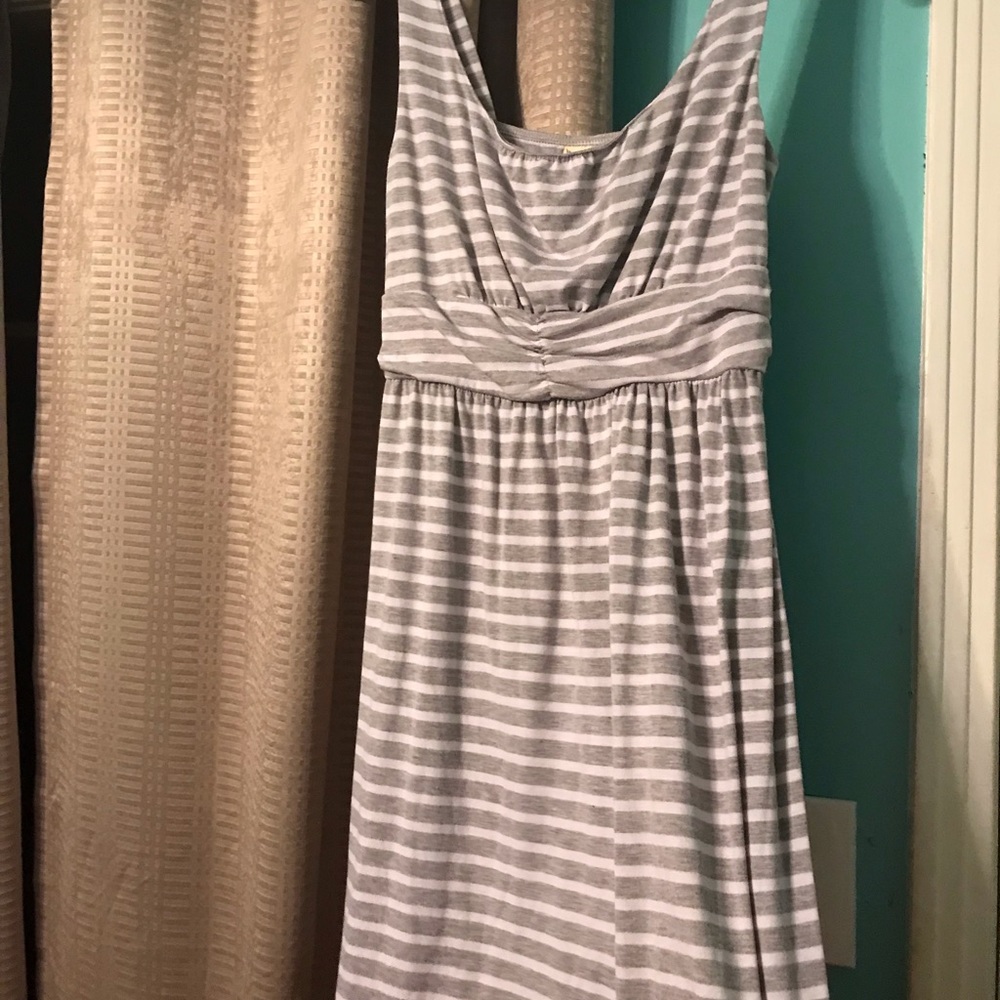 Grey Striped Faded Glory Dress L (12-14)